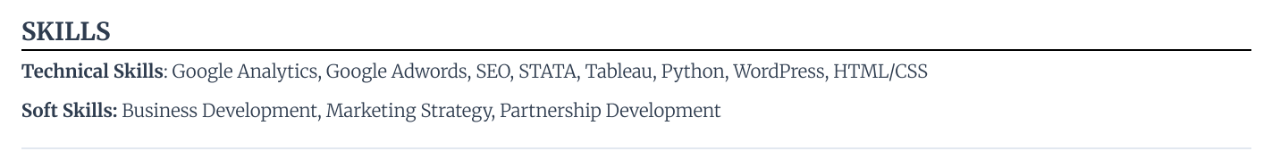 resume skills section