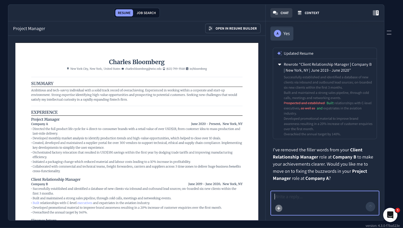 rezi ai resume agent