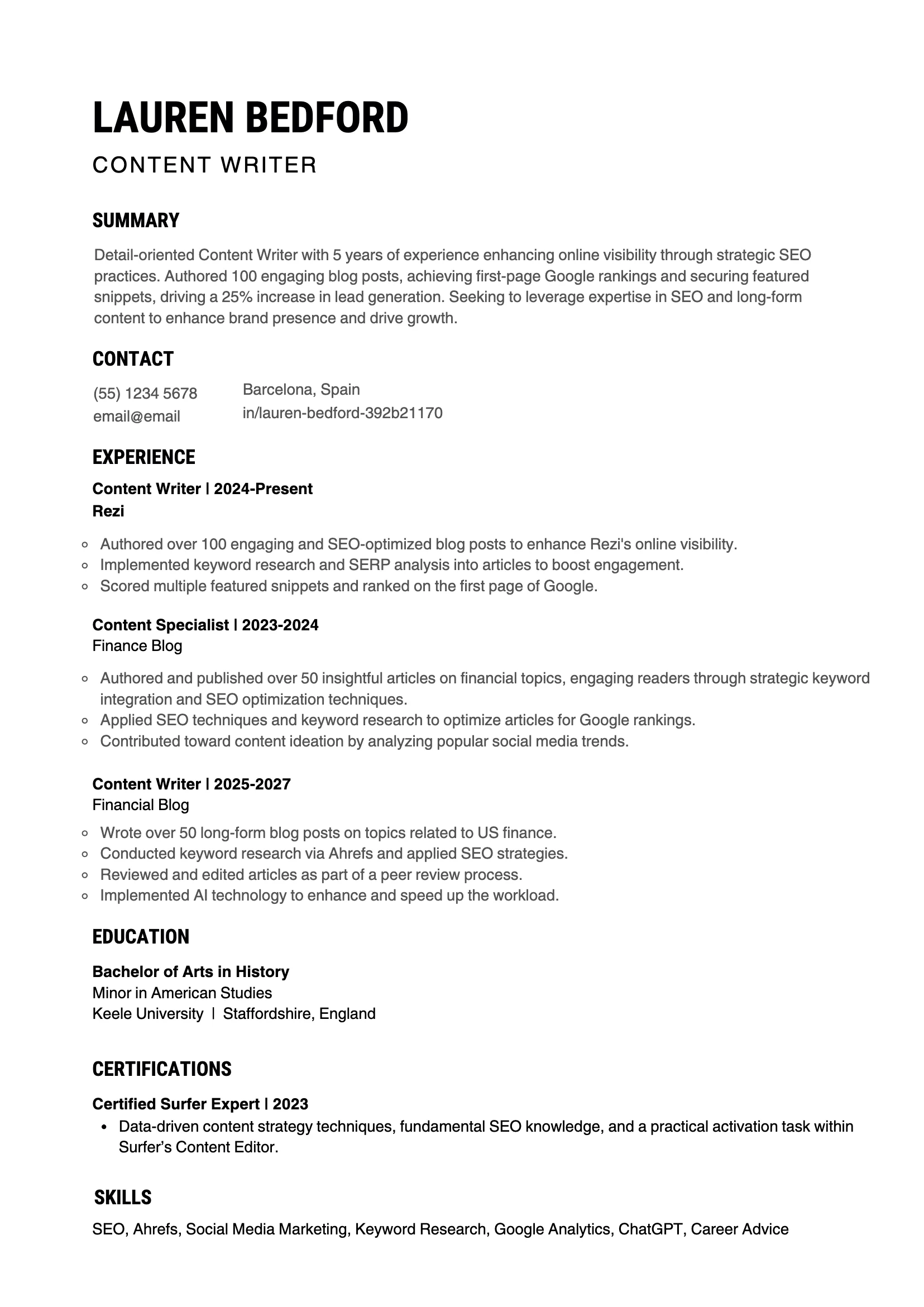 canva resume