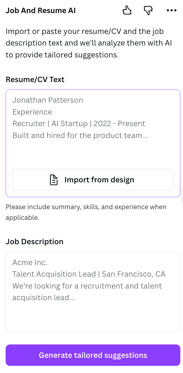 canva job and resume ai