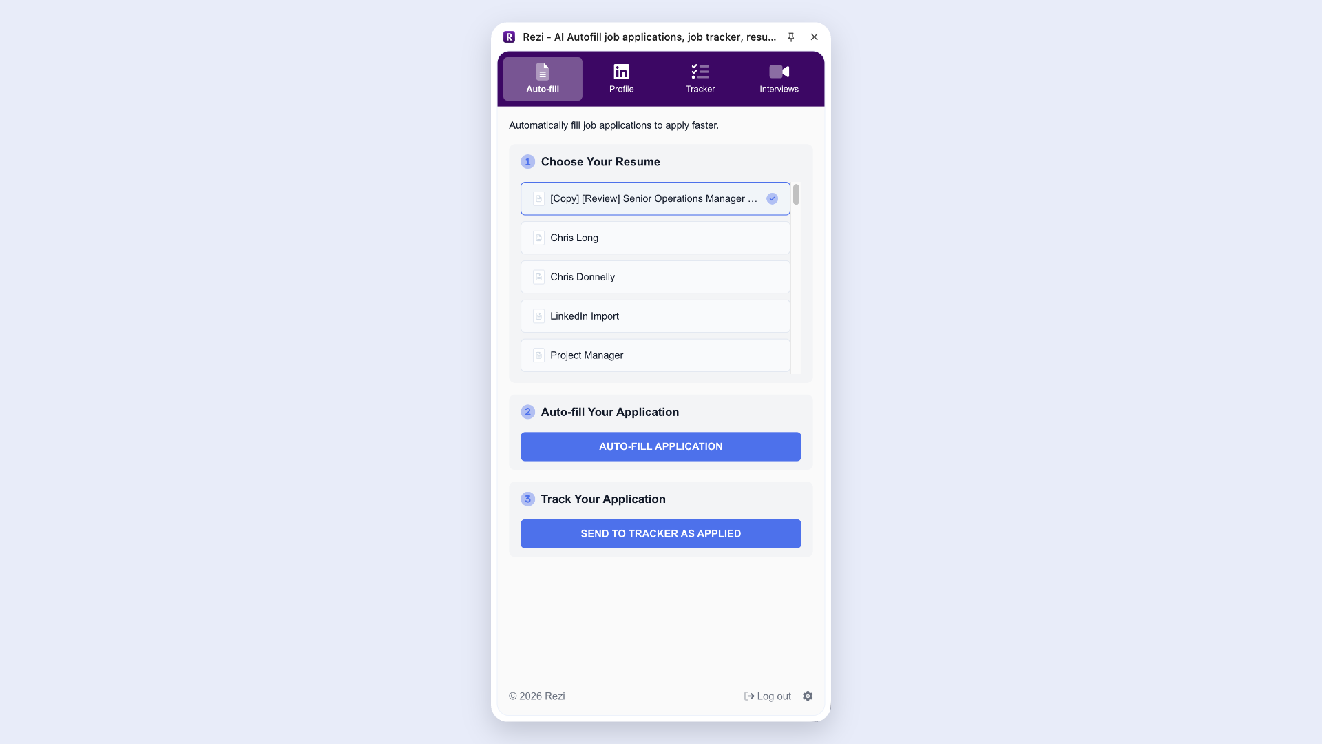 Rezi Chrome Extension Auto-fill