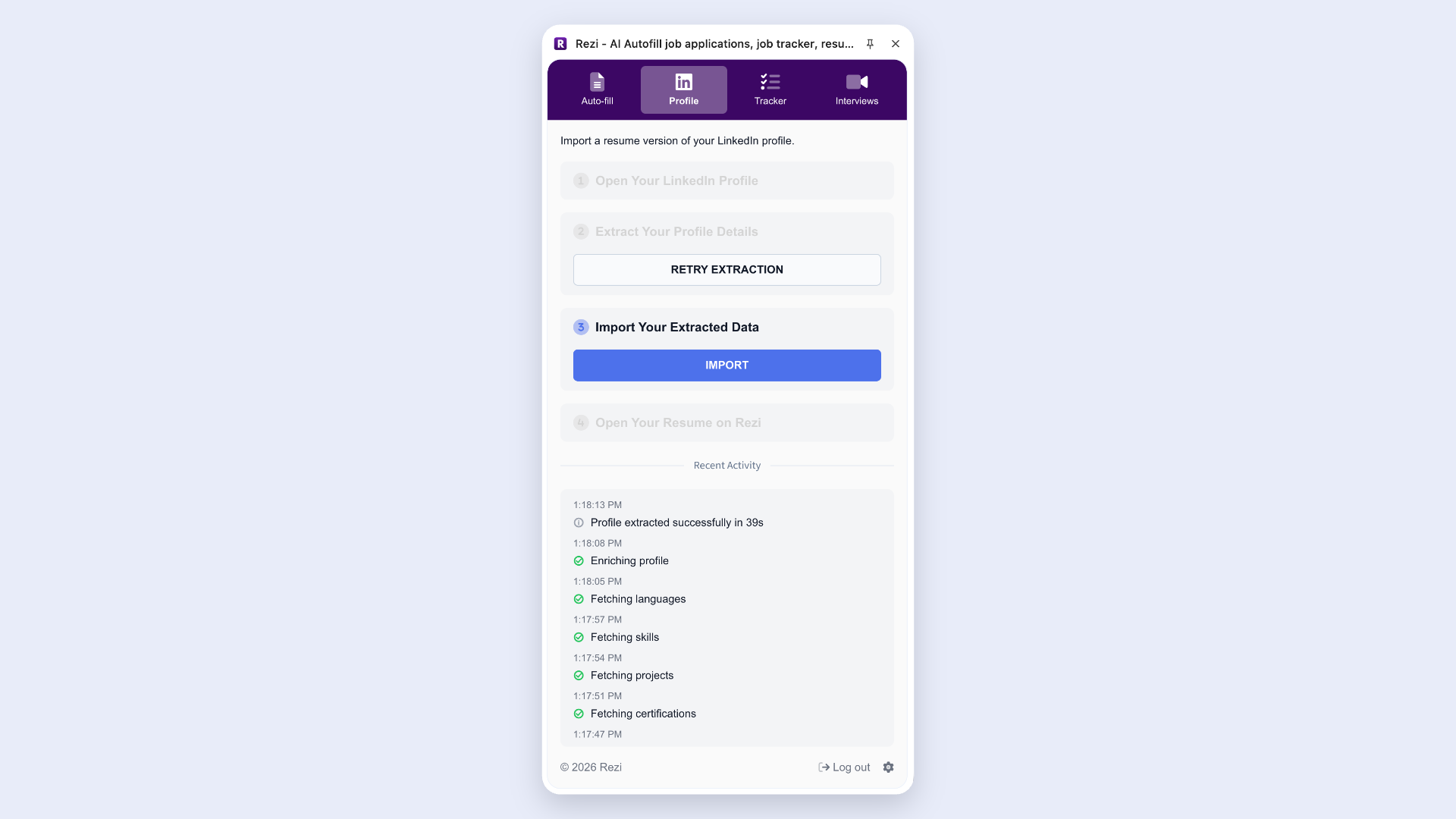 Rezi Chrome Extension LinkedIn