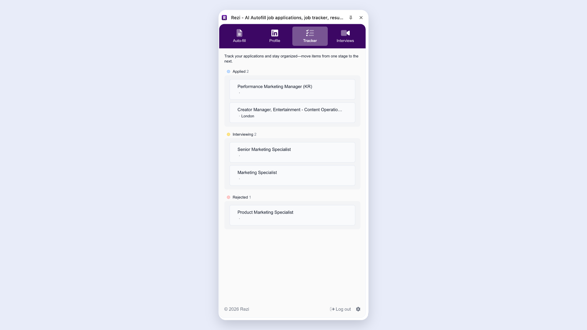 Rezi Chrome Extension Tracker