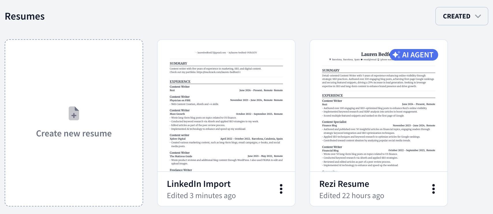 open resume in rezi