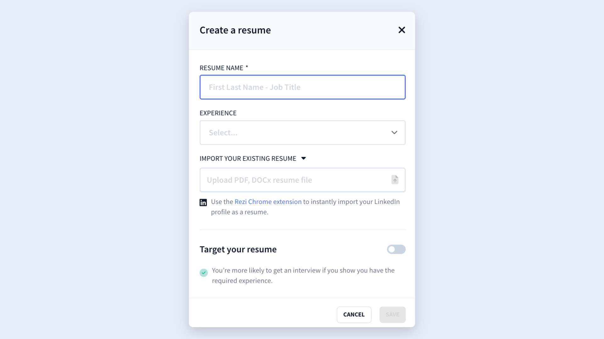 create a resume