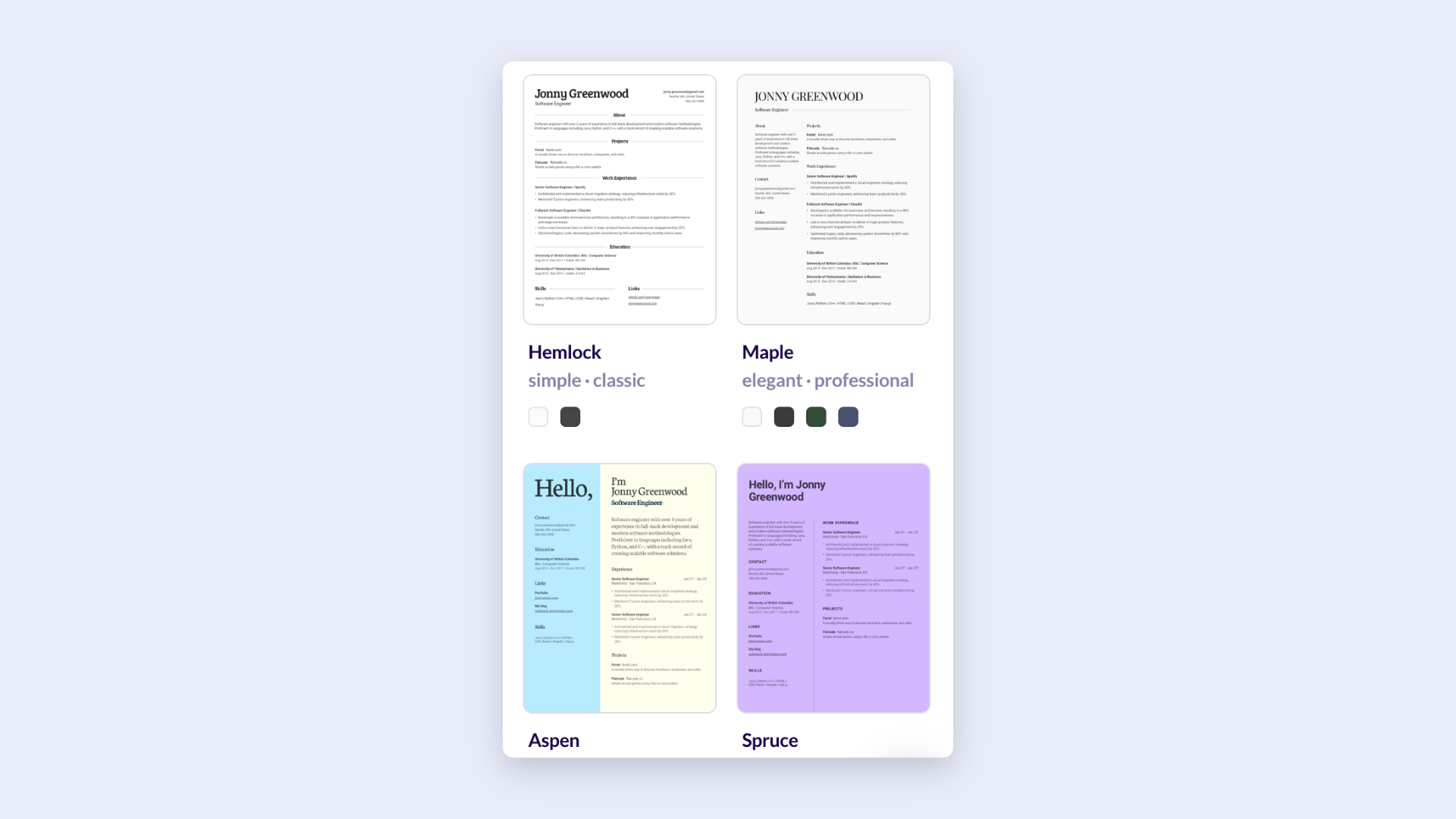 Huntr resume templates