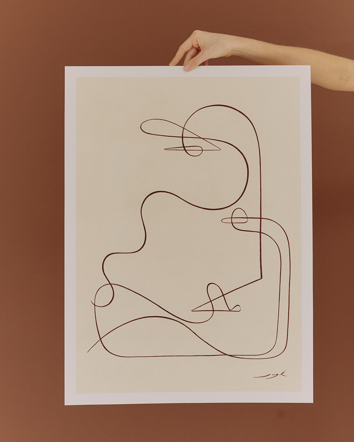 <p><strong>Materials: </strong>Dark brown on 50x70cm earthy fine-art paper (54x74cm with white border)</p> <p><strong>Artwork Type:</strong> Unframed archival print (test print)</p> <p><strong>Shipping:</strong> Available worldwide (details below)</p> <p><strong>Signed certificate of authenticity</p> <p><strong>Some artworks from the Studio Sale may have subtle imperfections. Prices have been reduced by 30% to account for this.</italic></p>