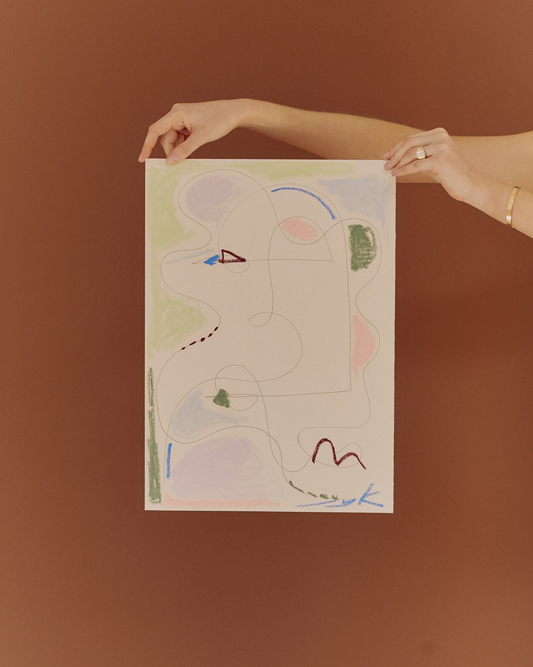 <p><strong>Materials: </strong>Oil pastel and pencil on 36 x 50cm blush coloured paper with a deckled edge.</p> <p><strong>Artwork Type:</strong> One-of-a-kind original</p> <p><strong>Shipping:</strong> Available worldwide (details below)</p> <p><strong>Some artworks from the Studio Sale may have subtle imperfections. Prices have been reduced by 30% to account for this.</italic></p>