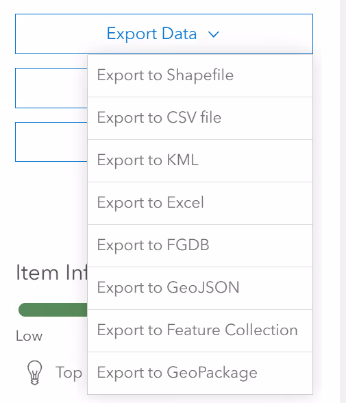 Downloadable data report options featured on DeepWalk's feature service