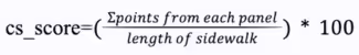 cross slope sidewalk and curb ramp score formula