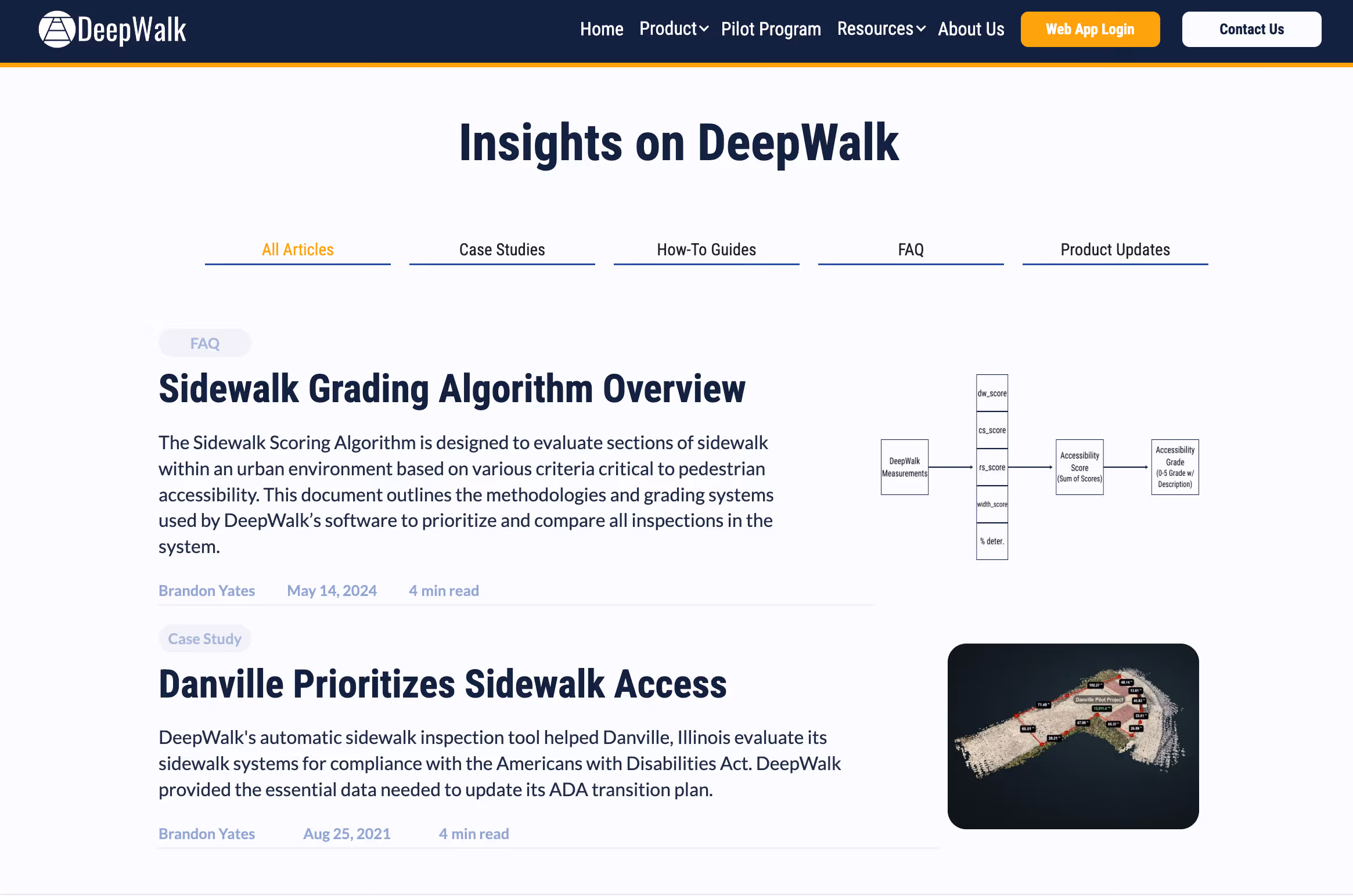 DeepWalk blog open graph image featuring sidewalk accessibility articles and ADA compliance content