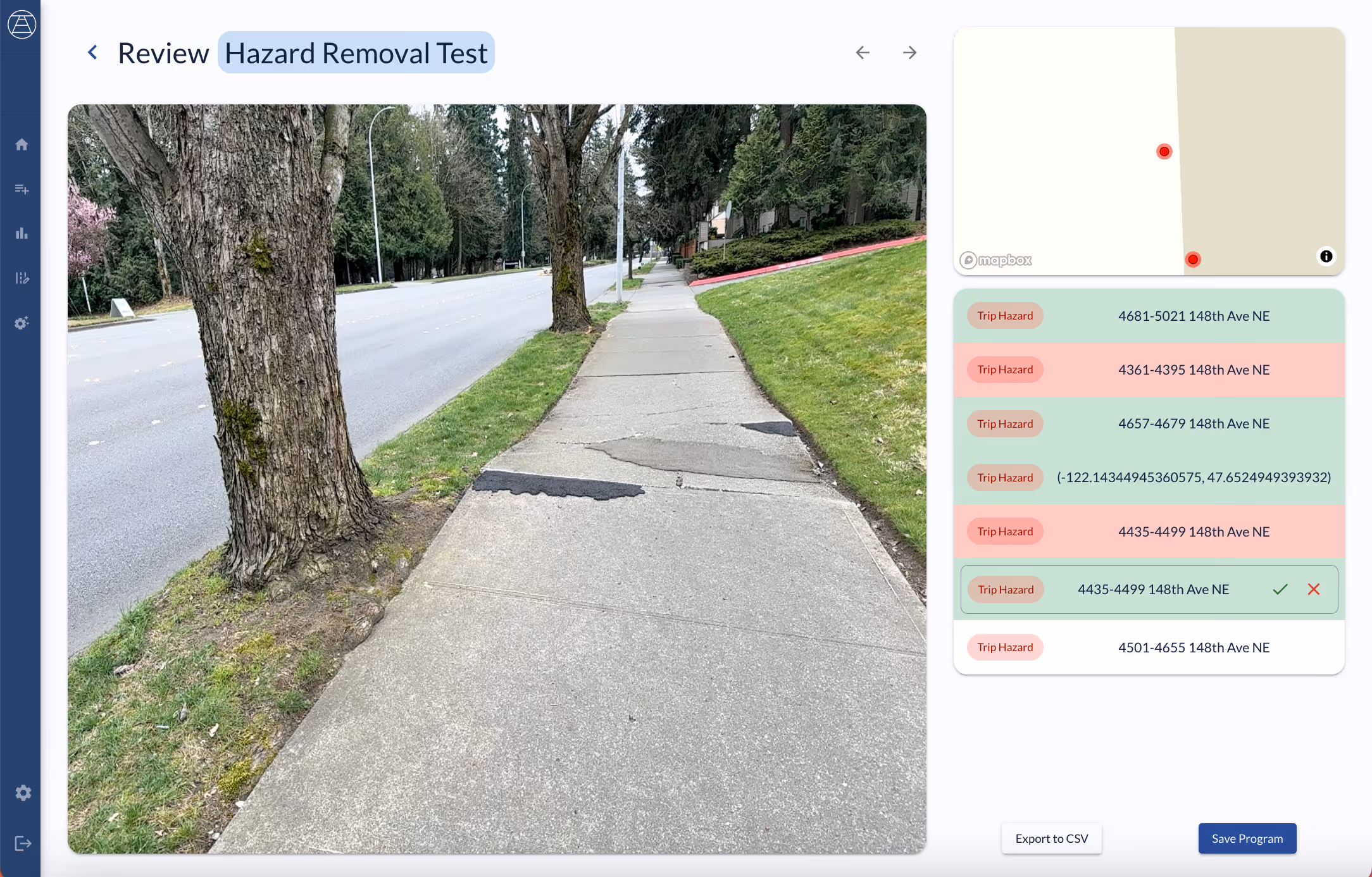 DeepWalk's ADA sidewalk implementation program dashboard