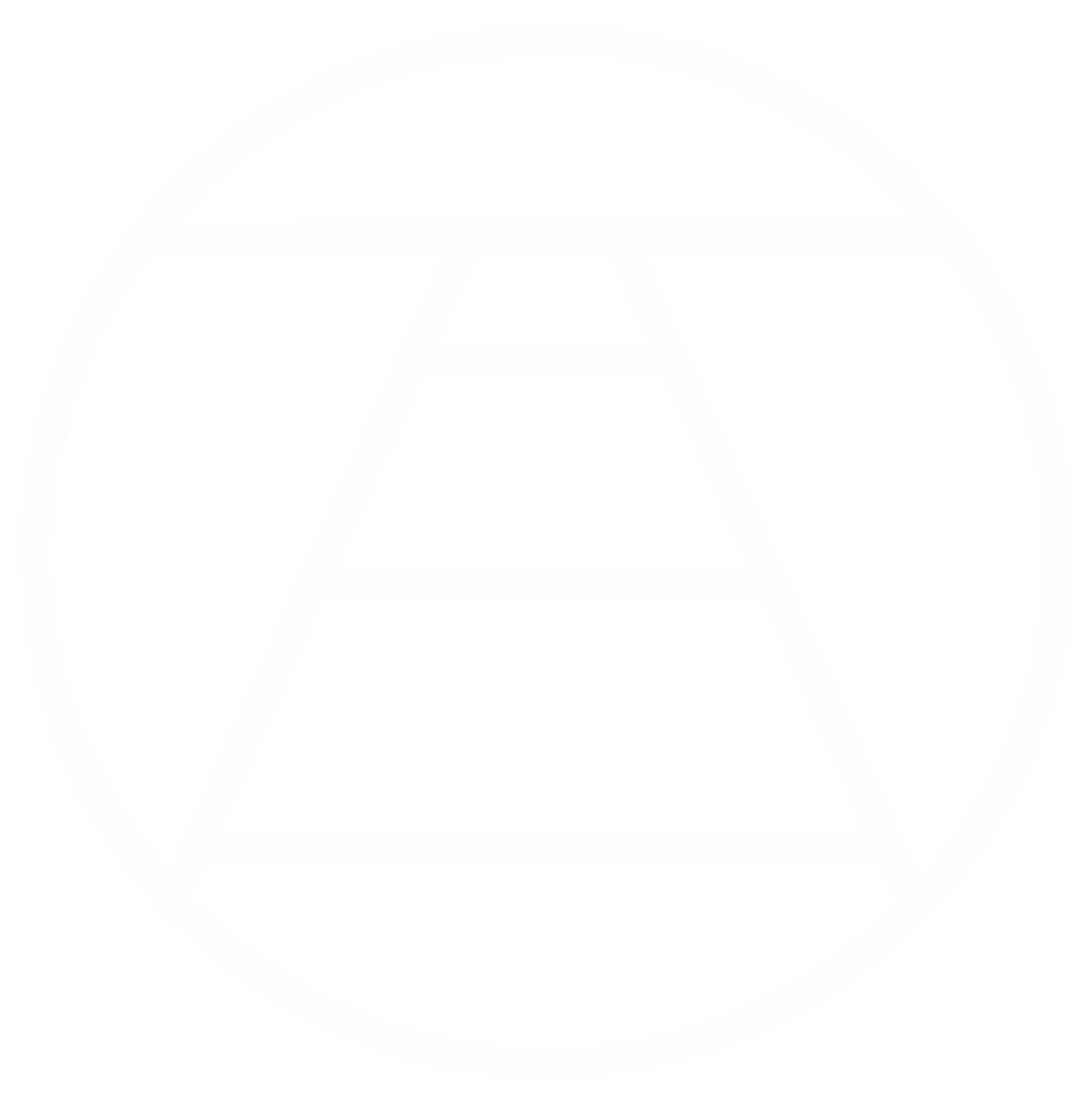 White geometric design with a circle enclosing a stylized trapezoid composed of three horizontal bars and a top segment on a black background.