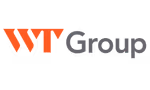 he WT Group logo: a bold, geometric stylized red ‘WT’ in uppercase letters positioned above the word ‘Group’ in a clean gray sans-serif font.