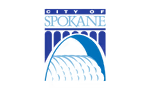 City of Spokane, Washington logo featuring stylized blue text and a river-inspired wave design