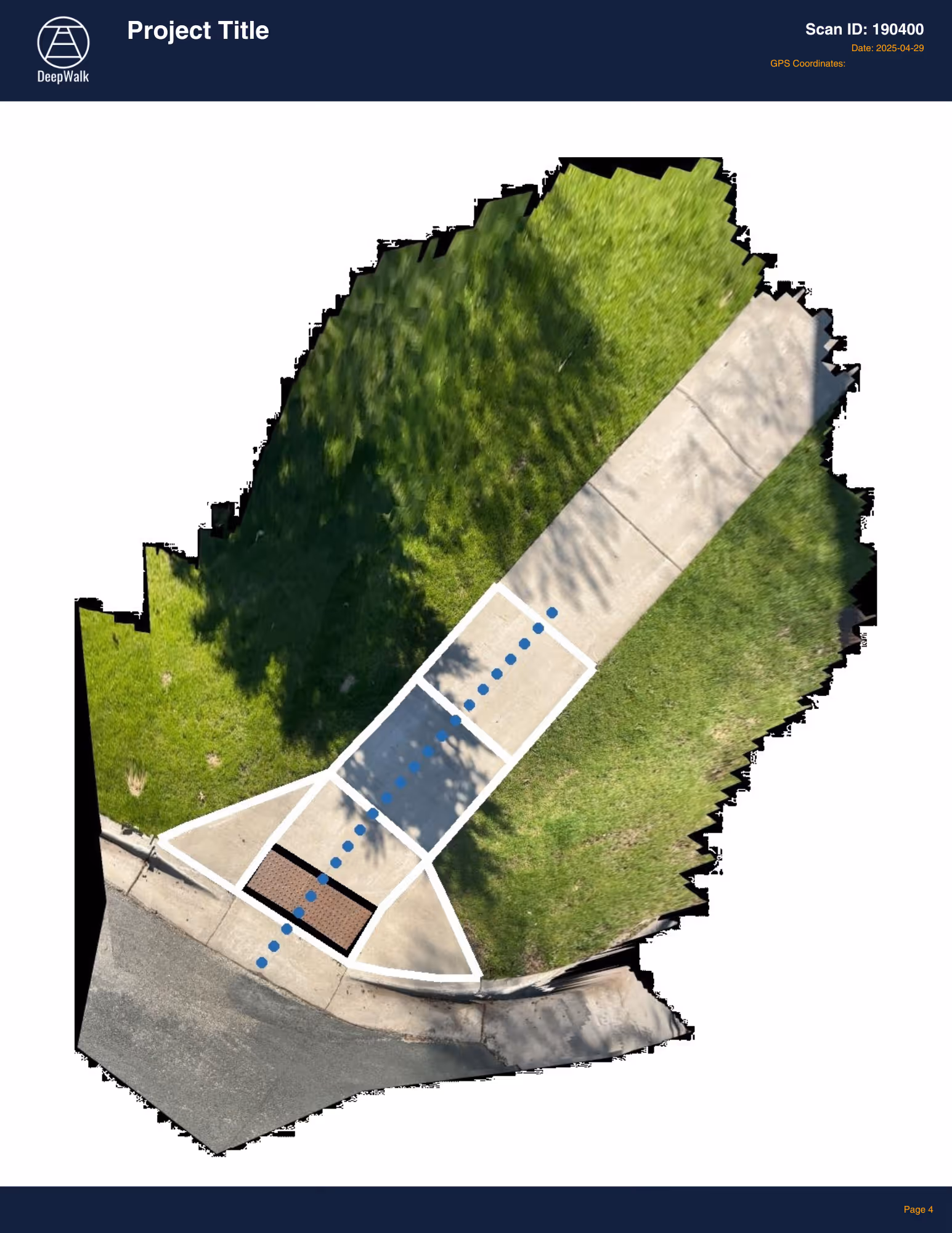 DeepWalk web app feature screenshot showing sidewalk accessibility data and inspection interface