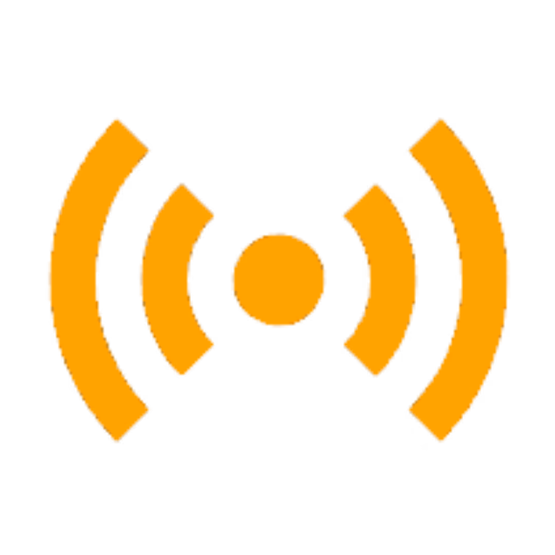 Orange sensor icon with a central dot and three curved lines on each side representing signal waves.