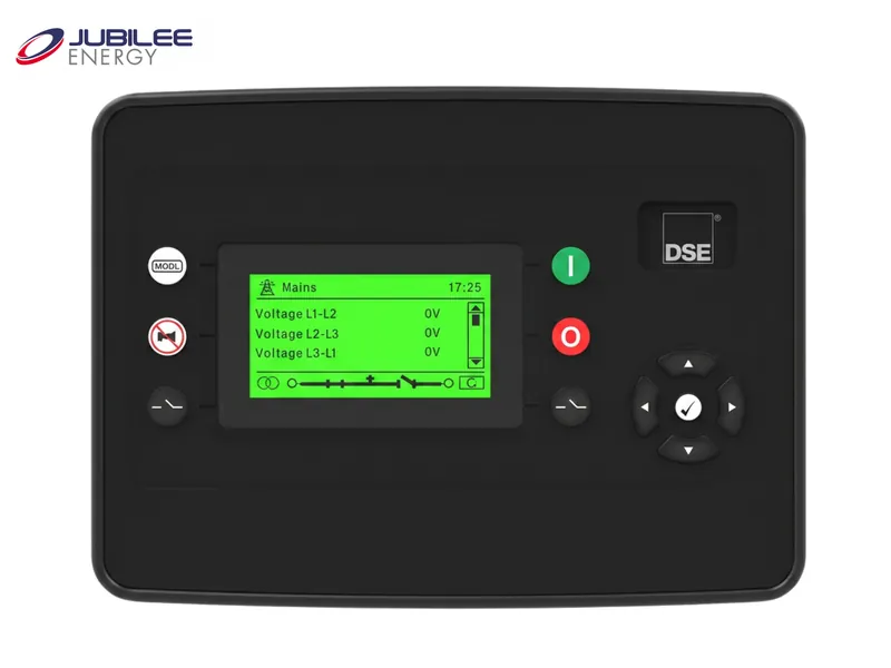 DSE genset controller displaying voltage readings