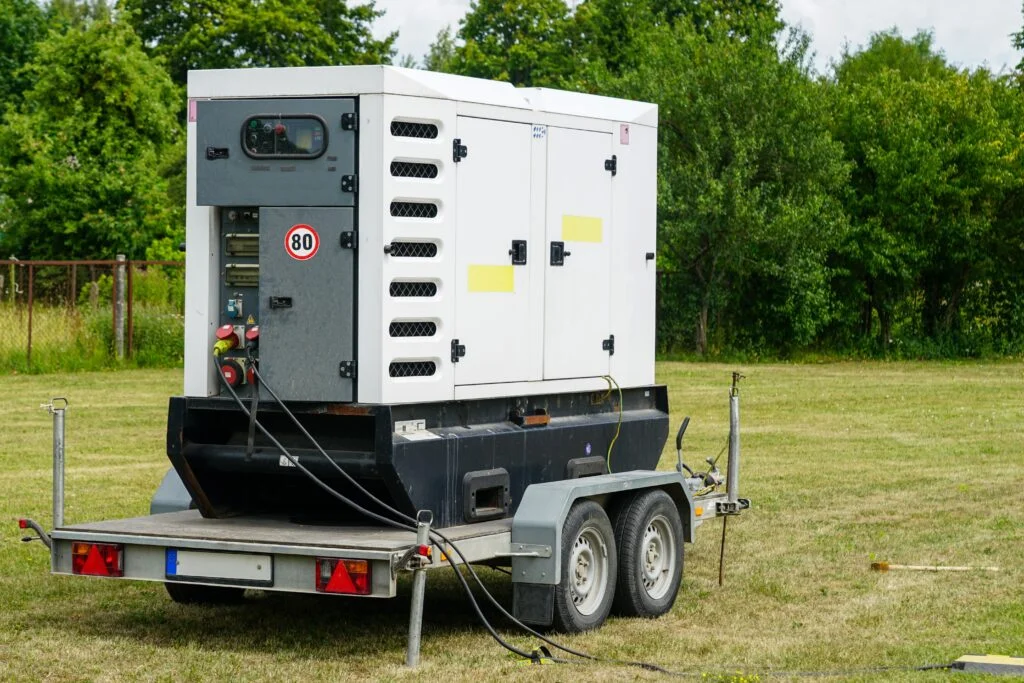 Trailer-mounted generator on site