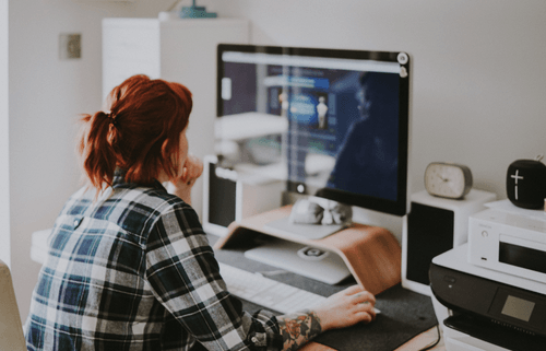 Woman Working on a Computer