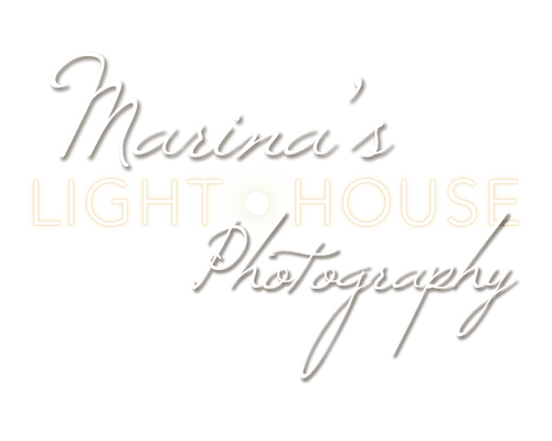 Logo reading 'Marina's Lighthouse Photography' with 'LIGHTHOUSE' in uppercase and a lighthouse light symbol replacing the 'O'.