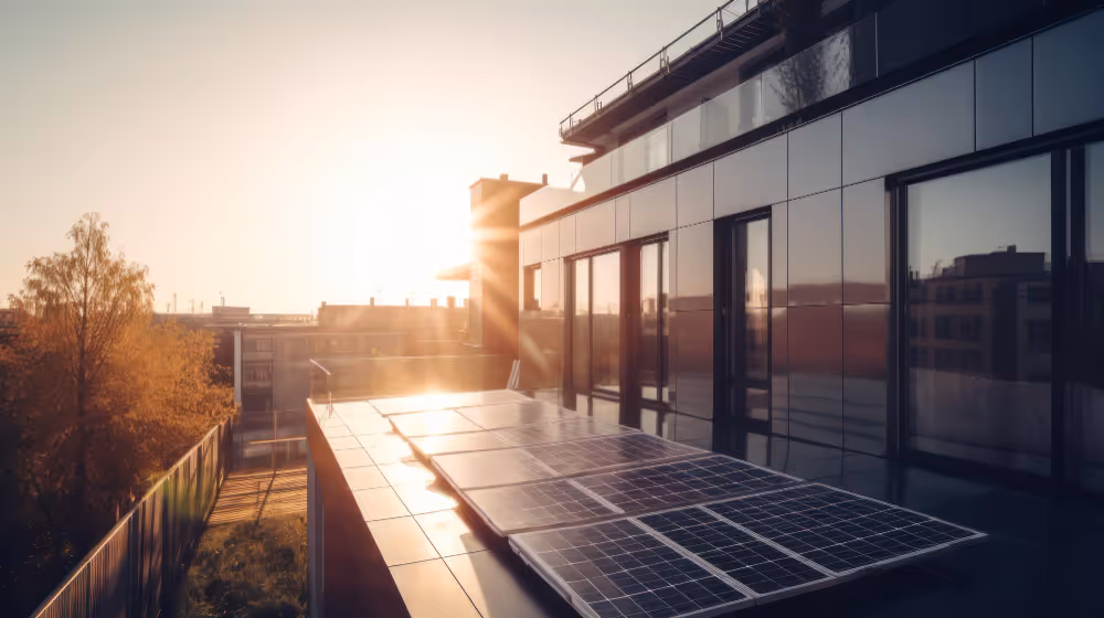modernes haus mit solar auf dem dach