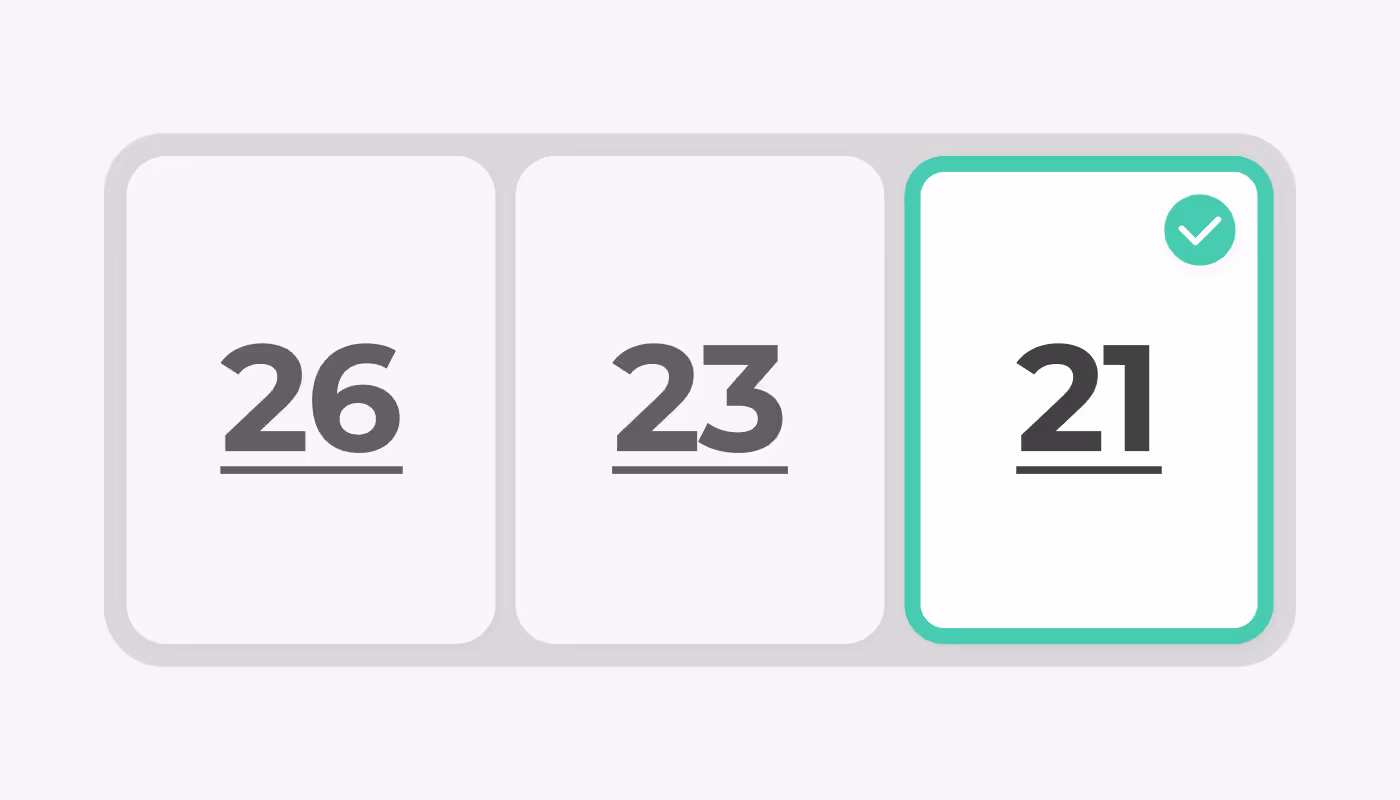 타운카 대여가능 연령 중 26세, 23세, 21세가 있고 21세를 선택하는 이미지