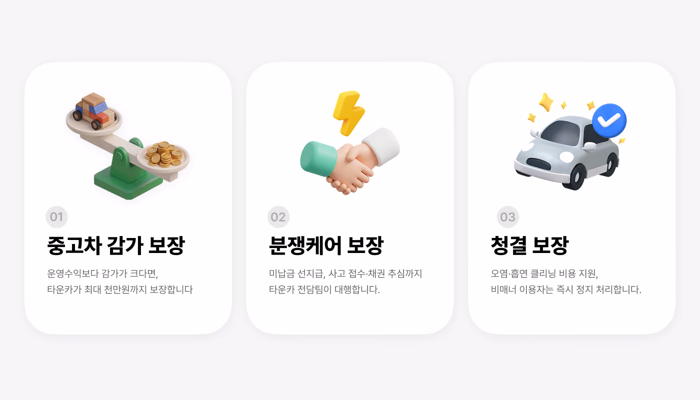 타운카 차주 3대보장 인포그래픽