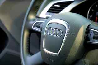 close up of an audi steering wheel