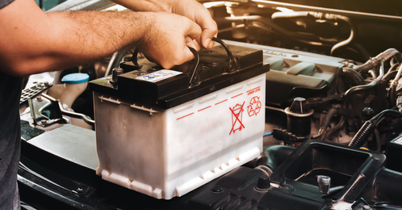 Car battery test with a handheld diagnostic tool.