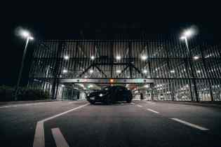black car on the road