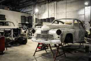 old cars in a workshop