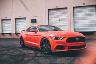 orange ford mustang