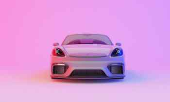 sports car front view with a pink hue overlay