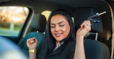 car driving on a dirt path