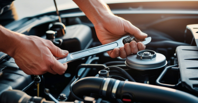 mechanic doing maintenance on a car engine