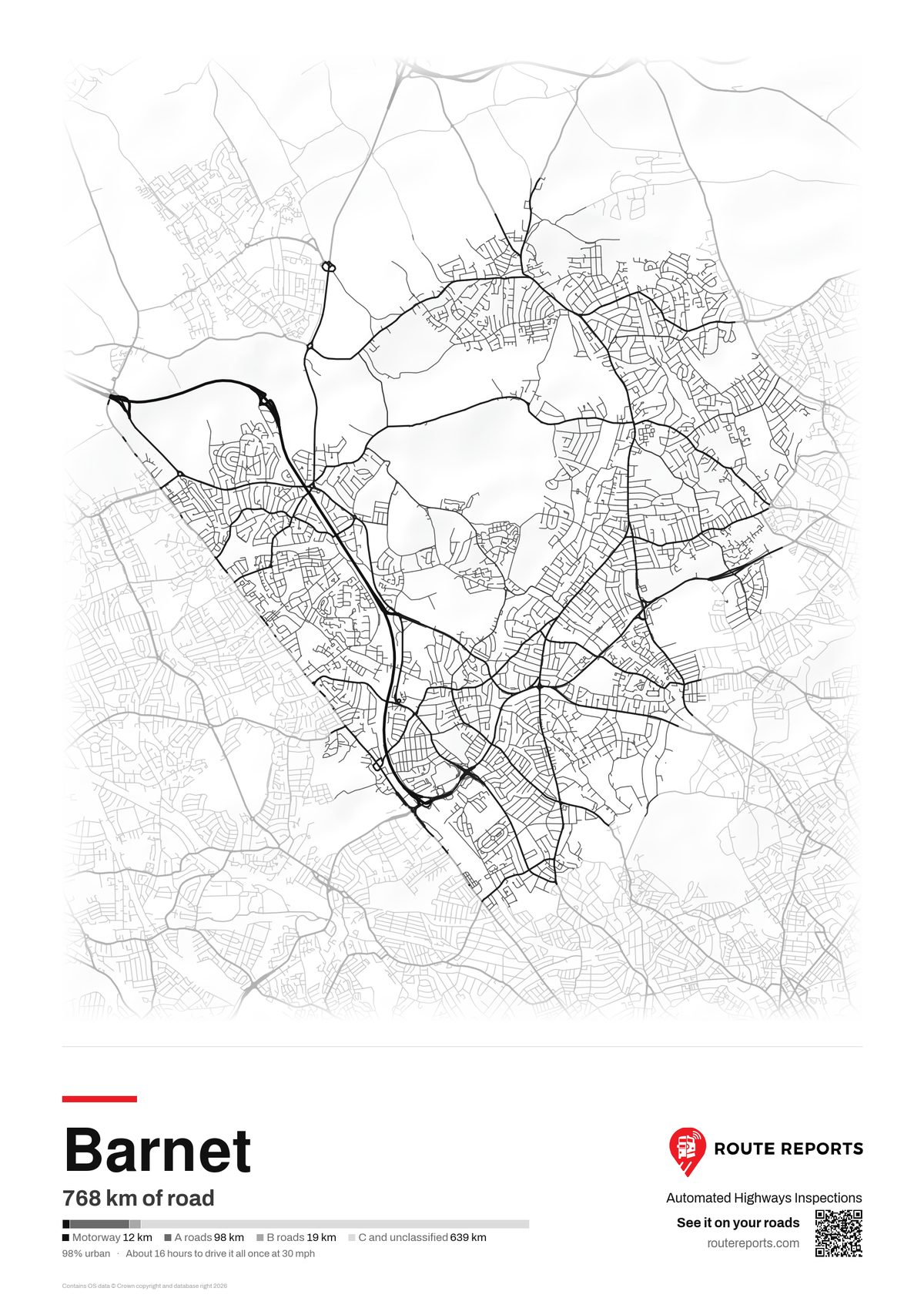 Road network poster, white