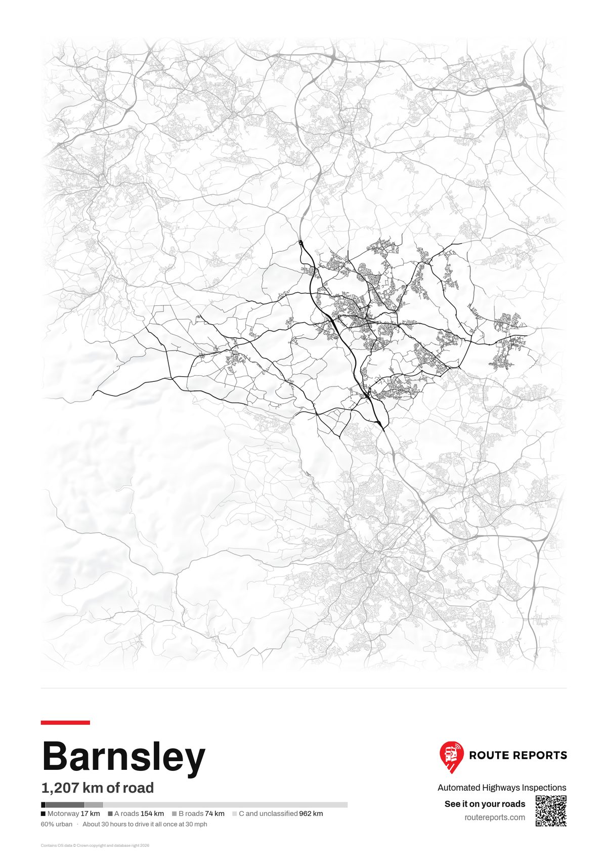 Road network poster, white