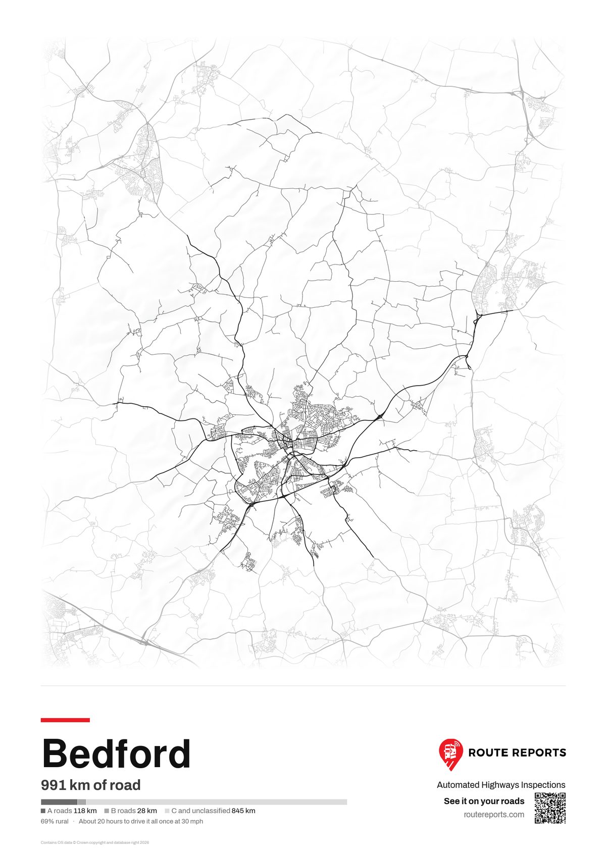 Road network poster, white