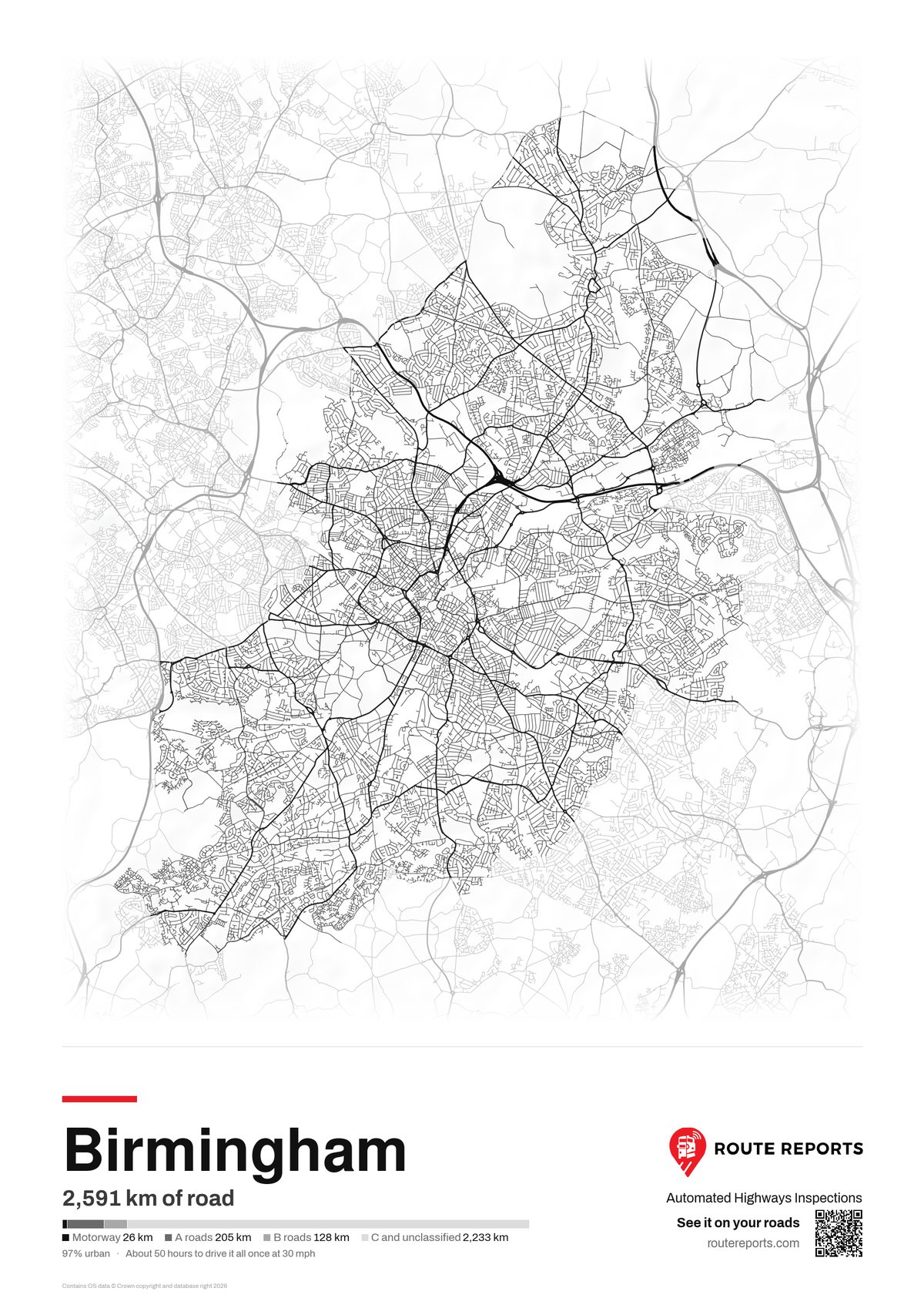 Road network poster, white