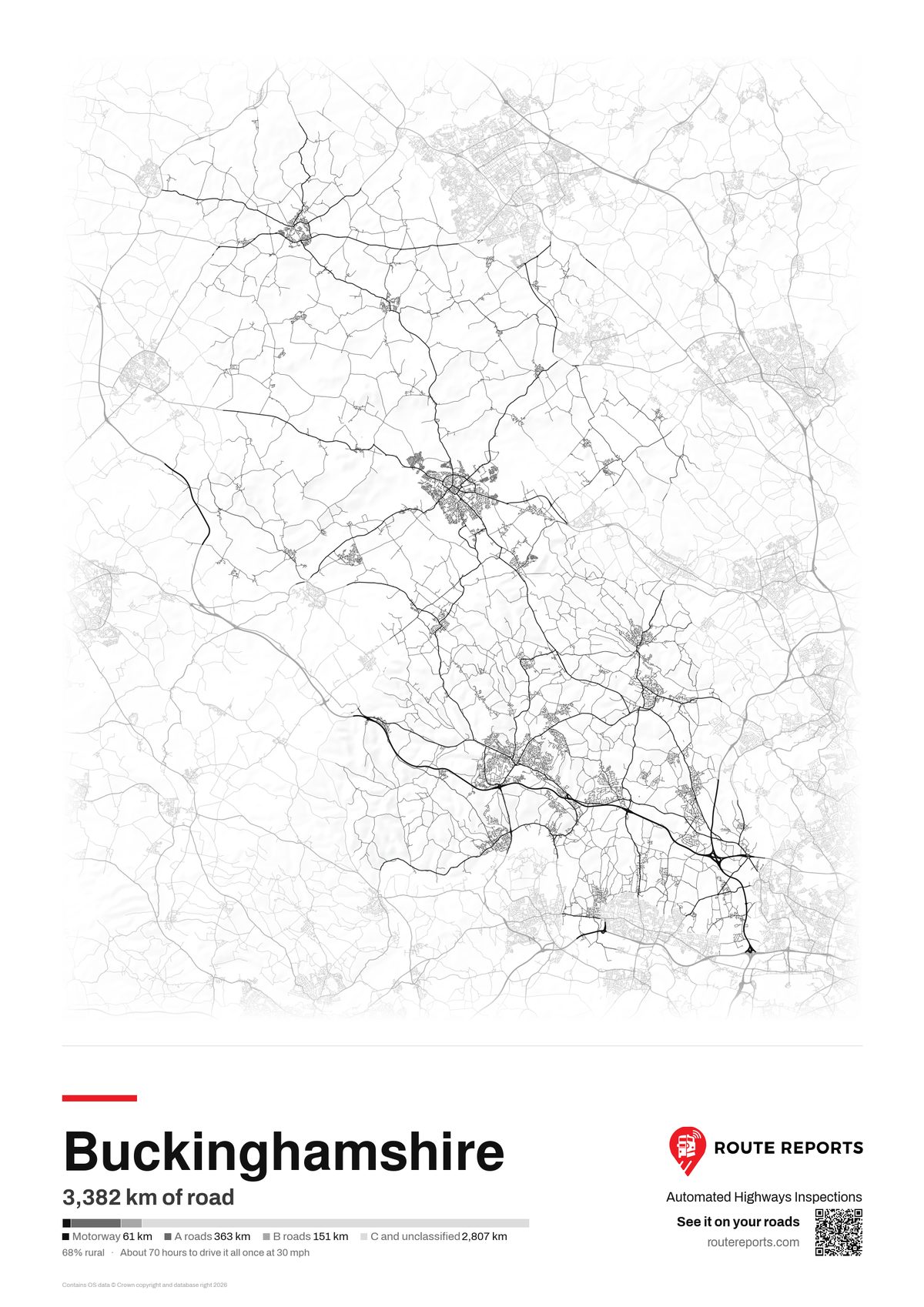 Road network poster, white