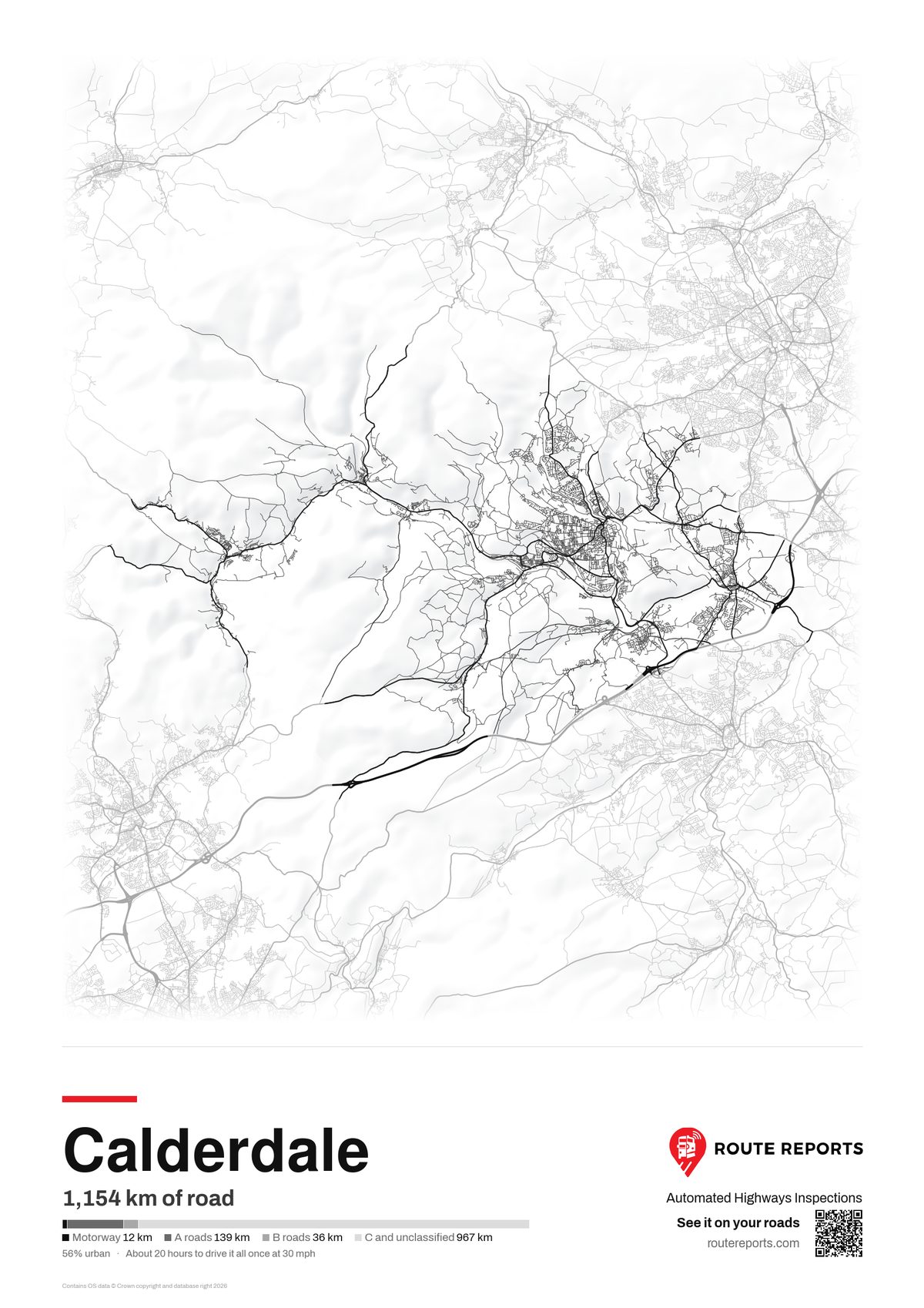 Road network poster, white