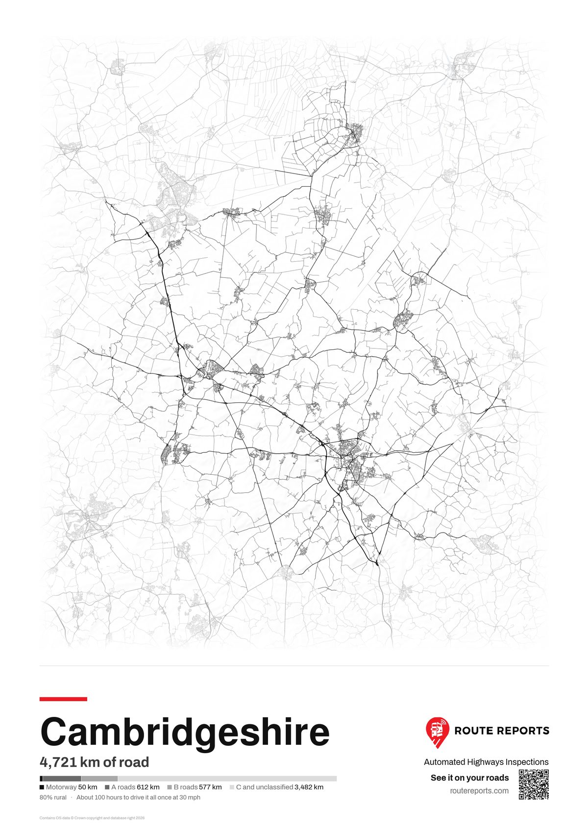 Road network poster, white