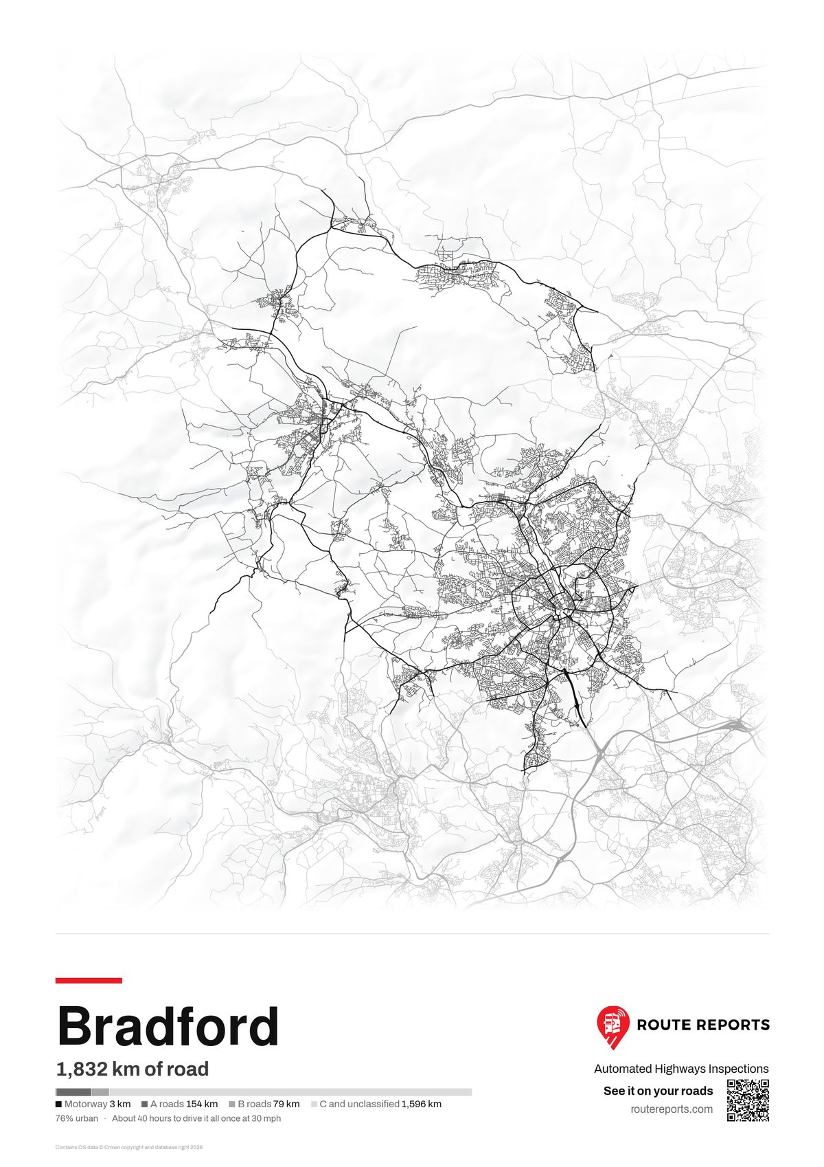 Road network poster, white
