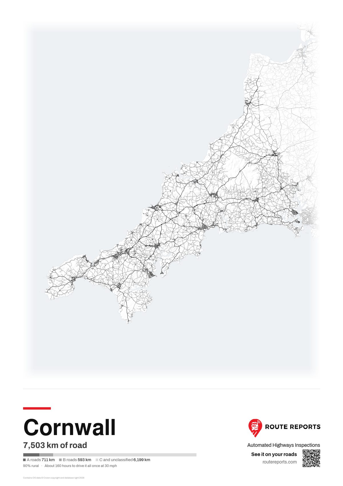 Road network poster, white