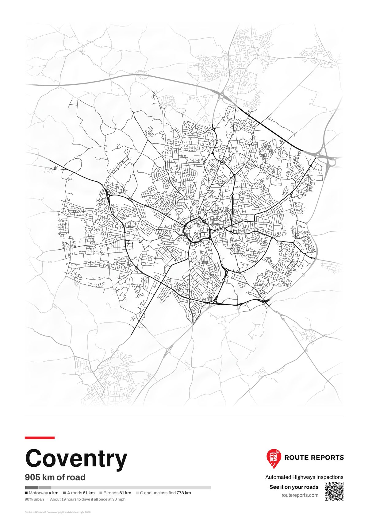 Road network poster, white