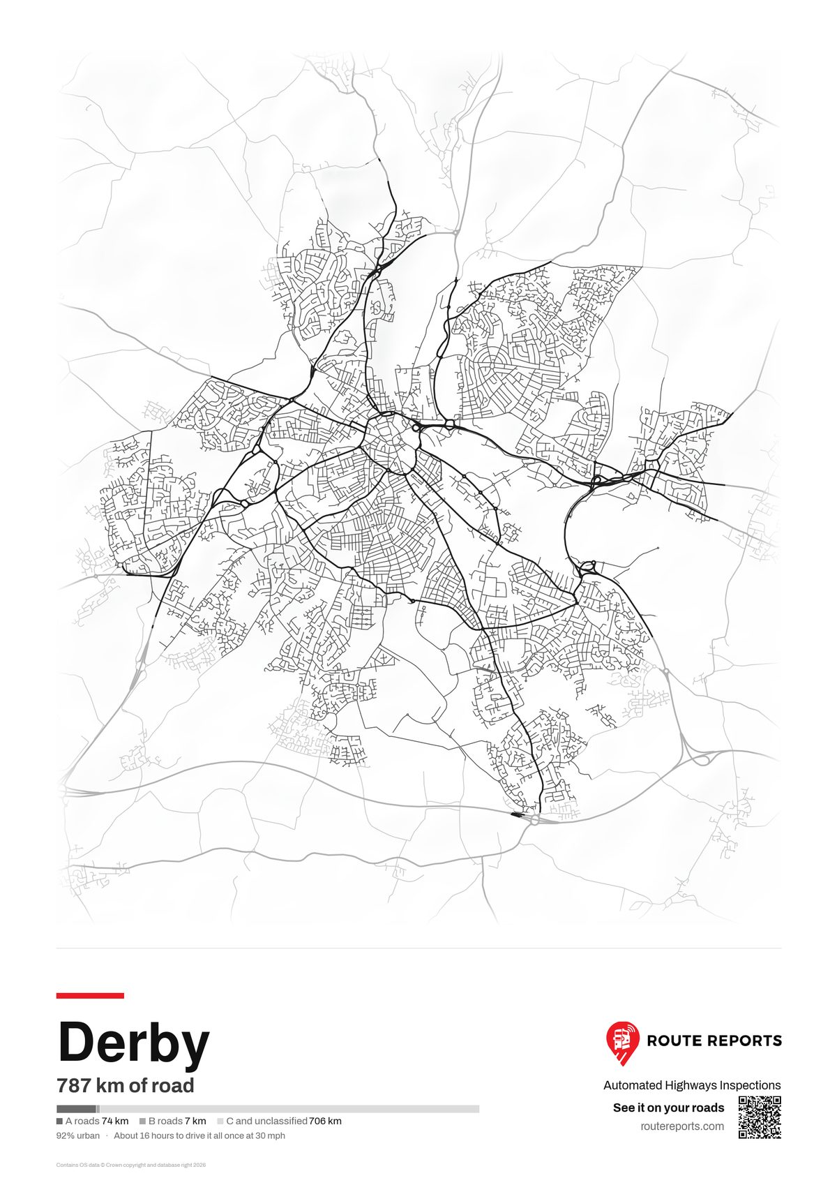 Road network poster, white