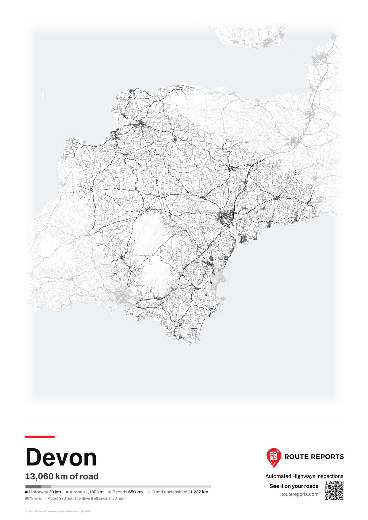 Road network poster, white