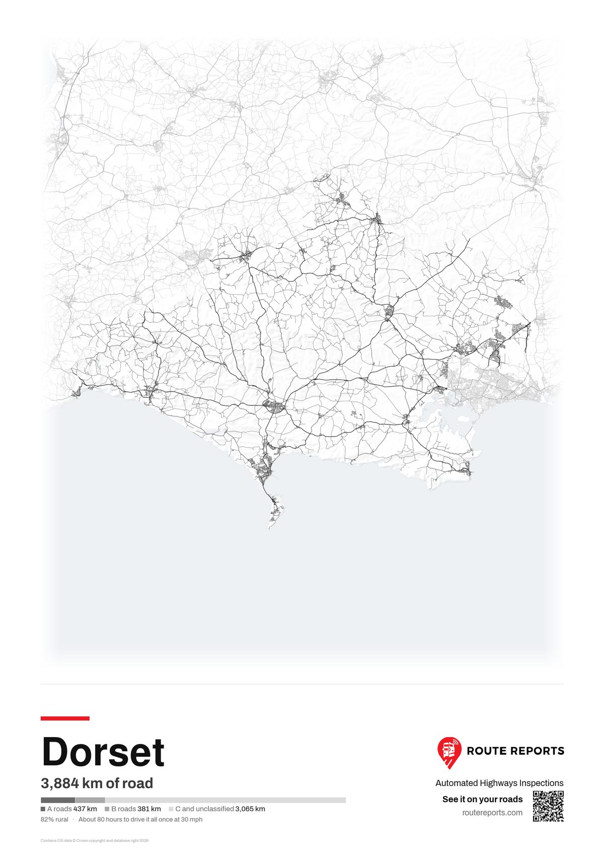 Road network poster, white