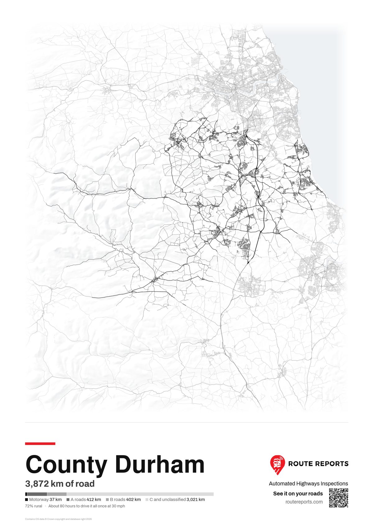 Road network poster, white